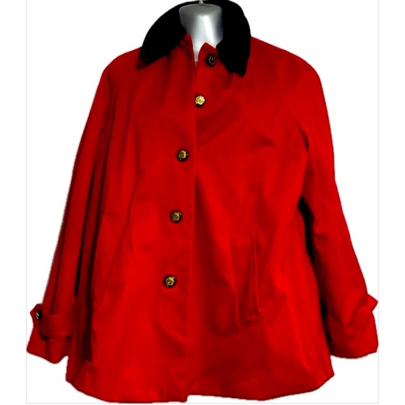 Lauren Ralph Lauren Red and Black Corduroy Coat - Picture 1 of 9